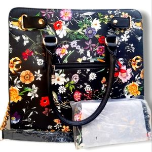 Matching Floral Satchel Handbag‎ & Wallet Set by Dasein